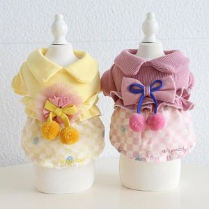 Vêtements pour chiens jupe cerisier robe robe bowknot princesse chiens vêtements mode chaud mignon kawaii animal de compagnie costume automne hiver ropa para perro