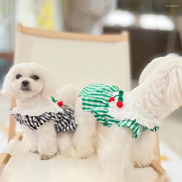 Vêtements pour chiens cerise rayé vêtements pour animaux de compagnie Cool robe douce automne salopette combinaison pour moyens grands chiens chat vêtements tenue