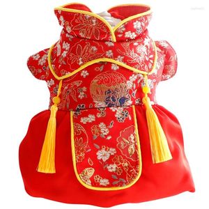 Hondenkleding Chinees Lent Festival Kleding Tangpak Winter huisdierjurk Jaar kledingjas cheongsam kat puppy kostuum outfit