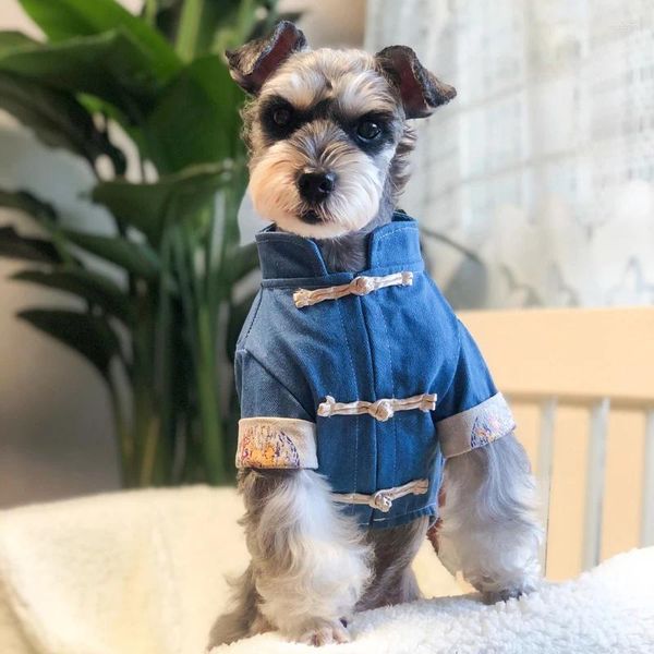 Ropa de perro China Estilo chino Sampanidas de primavera y otoño con diseño tradicional de traje de espiga para su encantadora