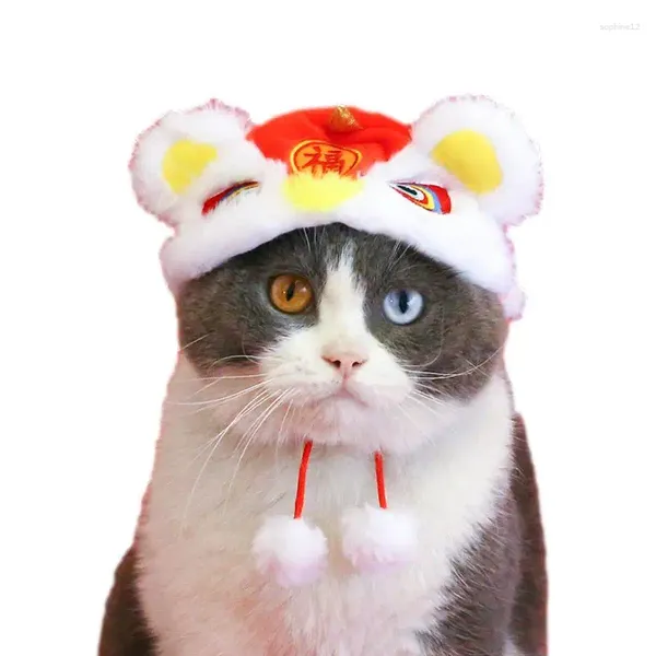 Vêtements pour chiens Année chinoise Costume pour animaux de compagnie Coiffe traditionnelle avec lanière Vêtements de chat d'hiver pour petits animaux de compagnie moyens