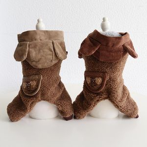 Hondenkleding chocolade beer winter warme huisdierkleding pyjama jurk katten jassen puppy bloemenkleding voor honden teddy koffie