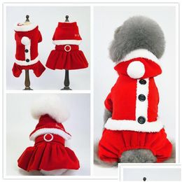 Vêtements pour chiens Noël Veste d'hiver Vêtements chauds pour animaux de compagnie pour petits chiens Manteau Vêtements Costume Chiot Vestes Santa Claus Drop Livraison Hom Dh1Ct