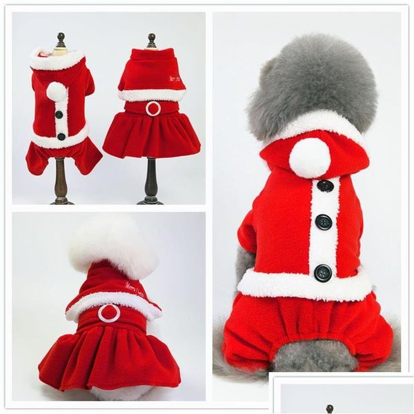 Vêtements pour chiens Noël Veste d'hiver Vêtements chauds pour animaux de compagnie pour petits chiens Manteau Vêtements Costume Chiot Vestes Santa Claus Drop Livraison Hom Dhedm