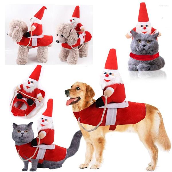 Vêtements pour chiens Vêtements de Noël Chiens Chats Moyens et grands Équitation Père Noël Automne Hiver Fournitures pour animaux de compagnie