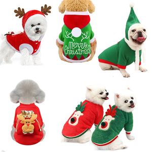 Vêtements pour chiens Vêtements de Noël Vêtements pour animaux de compagnie Costume de Père Noël Année Tenues de chat Chapeau de cerf de Noël Manteau à capuche Fête 231128