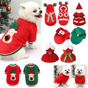 Vêtements de chien Vêtements de Noël Vêtements d'hiver chauds pour animaux de compagnie pour petits chiens moyens Elk Père Noël Chats Manteau Sweats à capuche Costume