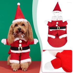 Hondenkleding Kerstmiskostuumkleding voor huisdier winterhonden katten verdikte capuchon jassen puppy xmas huisdieren chihuahua Yorkie outfit
