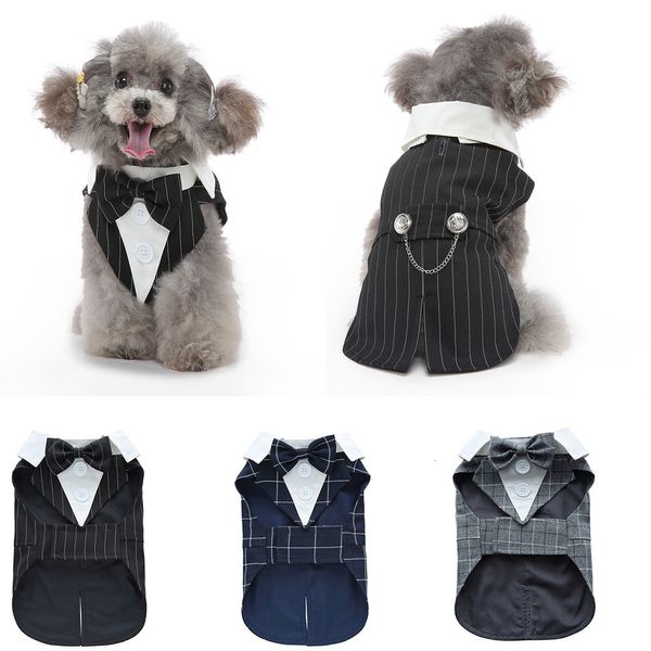 Vêtements pour chiens Costume de Noël Costume d'Halloween Costume Bow Tie Vêtements Chemise de mariage élégante Tuxedo formelle pour Teddy Bulldog 221103