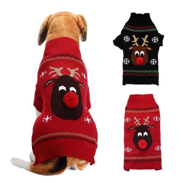 Vêtements pour chiens Chiens de Noël Chats Vêtements Nez rouge Cerf Pull tricoté Pull Automne Hiver Petit Moyen Grand Vêtements pour animaux de compagnie 231024
