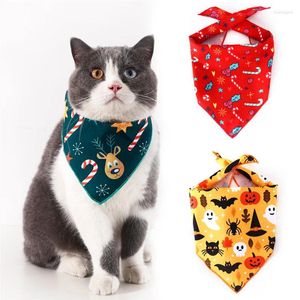 Vêtements pour chiens chiens de Noël chats coton imprimé coton robe pour animaux de compagnie Big Puppy triangle de salive décorations de serviettes