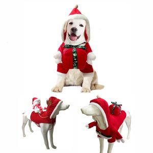 Vêtements pour chiens Costume de chiens de Noël Costume de chien drôle de Noël Costume de Père Noël équitation Pet Cat Tenue de Noël Vêtements de Noël pour chiens Dressing Up 231124