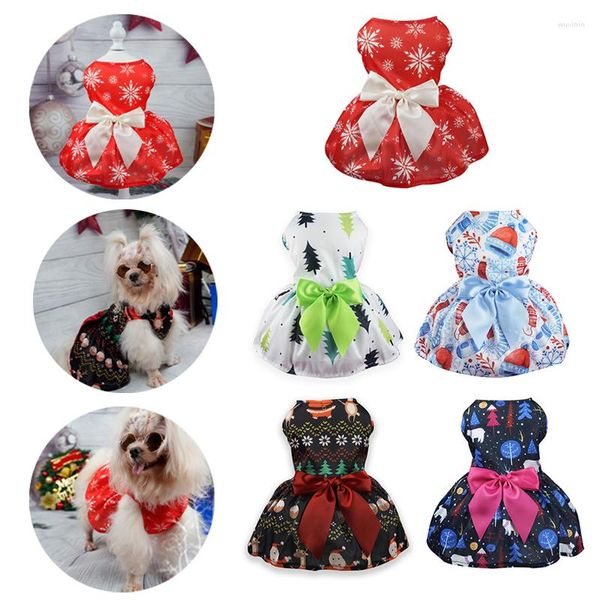 Vêtements pour chiens robe de noël vêtements pour animaux de compagnie gilet pour chiens vêtements chat petit imprimé mignon mince printemps été accessoires Yorkshire YZL