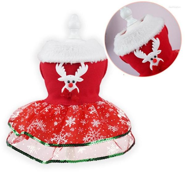 Ropa para perros Vestidos de Navidad Invierno Mantener cálido Vestido de lentejuelas Ropa para perros pequeños Navidad Cosplay Gato Mascota Fancy Princess Cachorro