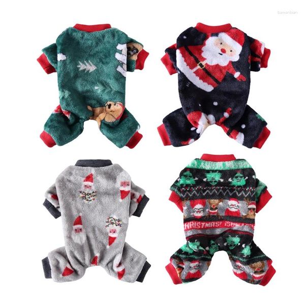 Ropa de perros Elementos de Navidad Overs para perros ropa de vellón Pequeño mono de invierno Pajama cálido Pajama Chihuahua Disfraces