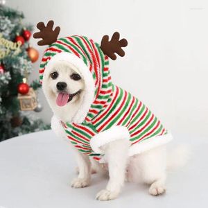 Hondenkleding Kerstmis eland kat warm fluweel gestreepte herten hoorn decoratieve huisdier kledingvoorraden kleine middelgrote teddy kleren voor honden