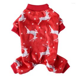 Vêtements pour chiens Noël Elk Imprimer Pyjamas pour animaux de compagnie pour chiens Doux Chaud Polaire Combinaison Légère Chiot Pull