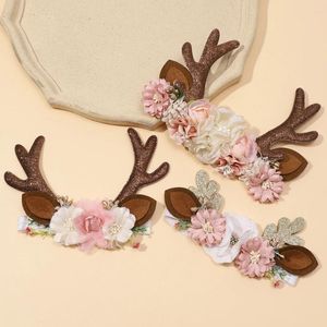 Vêtements pour chiens Noël Elk Renne Bois Bandeaux avec fleurs Accessoires pour cheveux Outils de coiffure pour cadeau de fête d'anniversaire