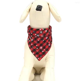 Appareils de chien Christmas Fashion Pet Bandana Red Snow Plaid Puppy Orange Collar Chihuahua Yorkie Scarf Blue Star Cotton