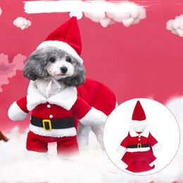 Hondenkleding kerstmode huisdierkleding winter dikke dikke capuchon santa claus kostuum trui jas katten ropa de navidad para mascotas