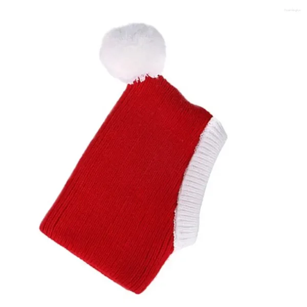 Ropa para perros Disfraz de sombrero divertido de Navidad con pompón de ganchillo Snood para mascotas Fiesta de invierno cálido (rojo)