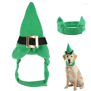 Hondenkleding Kerstmis hoed vlinderdas set huisdier kostuum voor vakantie grappige groene katten outfit Irish kabouterkatten klein