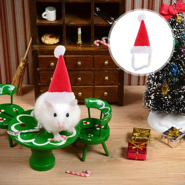 Ropa para perros Sombrero de Navidad para hámster Santa Trajes de disfraces pequeños Accesorios para el cabello Accesorios para el cabello Gerbil Guinea-