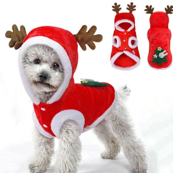 Ropa para perros Chaqueta de Navidad Santa Reno Sombrero Sudadera con capucha Suéter Disfraz Abrigo Navidad Fiesta Fiesta Vestir