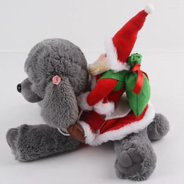 Vêtements pour chiens fête de Noël pour animaux de compagnie Dogs drôles mignonnes 3d santa claus peluche poupée couches de vêtements cosplay
