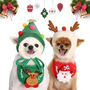 Vêtements de chien de Noël fête de Noël robe robe up costume kawaii arbre elk chat chapeau en peluche