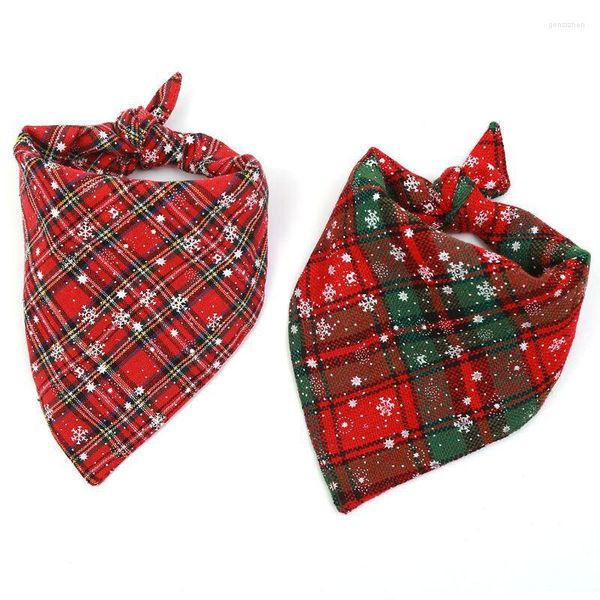 Ropa para perros Navidad Mascota Bandana Saliva Toalla Gato Decoración navideña Copo de nieve Triángulo Plaid Collar Bufanda Suministros