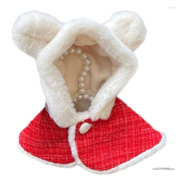 Vêtements de chien Cape de Noël pour animaux de compagnie Oreilles à capuche Cape à capuche Vêtements Vestes Manteau avec capuche
