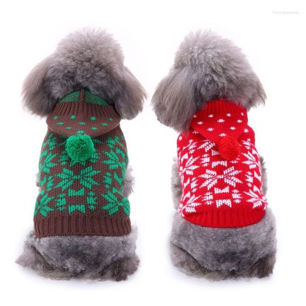 Ropa para perros, ropa navideña para mascotas, patrones de copos de nieve de invierno, ropa para gatos, suéter para cachorros, abrigo de tela tejido para Chihuahua pequeño