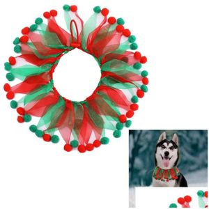 Chien Vêtements De Noël Collier Pour Animaux De Compagnie Décoration Chiot Chat Cou Toilettage Accessoires Xmas Année Fournitures Drop Delivery Maison Jardin Dhusa