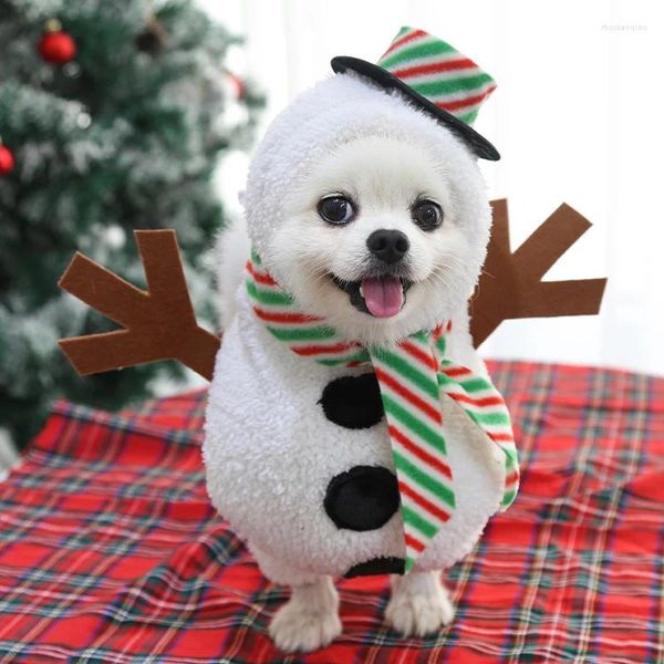 Vêtements pour chiens costume de animal de compagnie Vêtements de bonhomme de neige doux avec foulard