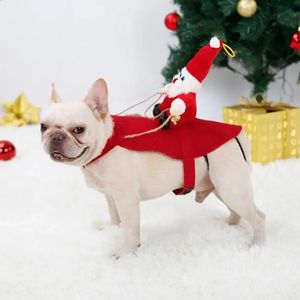 Vêtements pour chiens Noël Pet Funny Santa Claus Riding Costume Pet Cowboy Chiens Chats Vêtements Party Pet Dressing Costume Accessoires 231110