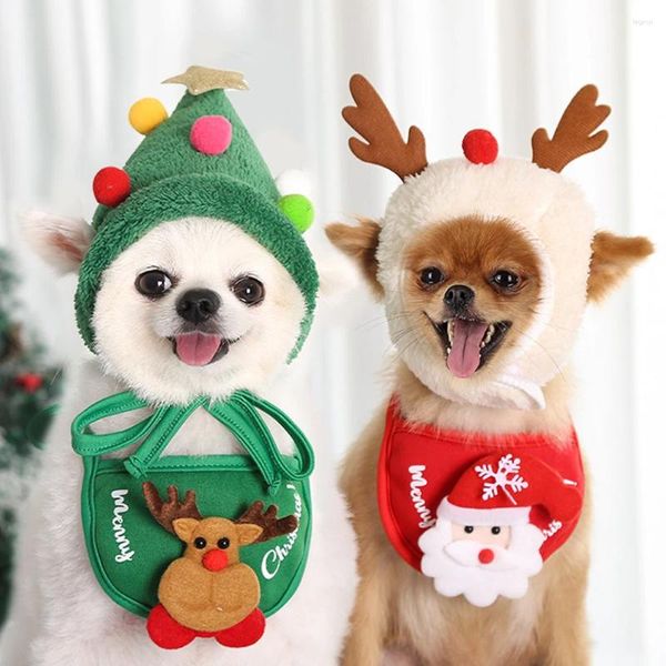 Ropa para perros Navidad Sombrero para mascotas Lindas astas Saliva Toalla para gato Vestir Suministros Bufanda Otoño e invierno Accesorio de ropa