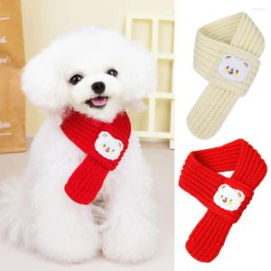 Vêtements de chien Noël animal tricoté écharpe chat hiver chaud laine dessin animé ours collier réglable chiot accessoires collier