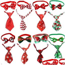 Abbigliamento per cani Cravatte per animali domestici di Natale Cravatte anno Set regolabile fatto a mano Accessori per festival Forniture Drop Delivery Giardino domestico Dhpj9