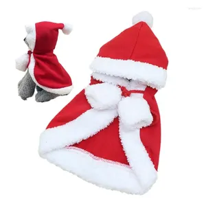 Habillement de chien Christmas Poncho Coral Velvet Cats Cape à capuche avec des tenues de bande élastique pour le thème Party Travel PO