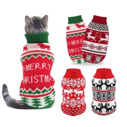 Vêtements pour chiens Noël Renne Chien Pull Tricots pour Temps Froid Petits Chiens Moyens Col Roulé Pet Chat Vêtements Chien Manteau D'hiver Costume 231129