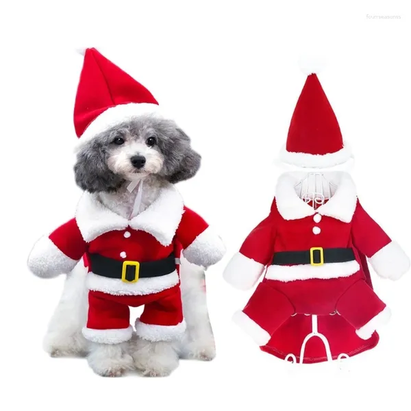 Ropa de perro navideña santa tema mascota disfraz de gatito divertido cosplay vestida de ropa para accesorios para fiestas de cachorros