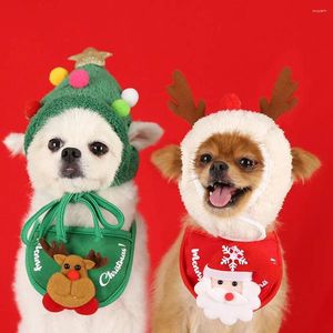 Vêtements pour chiens Écharpe de Noël Casquettes Bandana Coton Lavable Bow Tie Bavoirs Costume de Père Noël Chapeau de chat Accessoires de fête