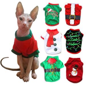 Vêtements pour chiens Série de Noël Costume imprimé Pure Coton Gilet Chiot Chemise Vêtements pour petits chiens Noël Pet Sphynx Chat Kitten240S
