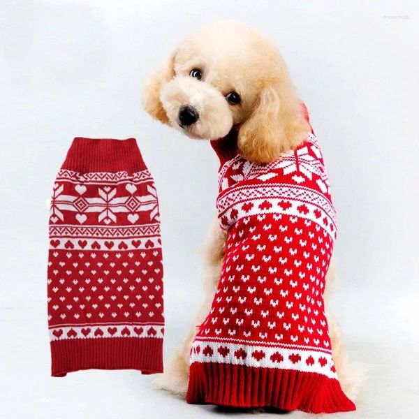 Ropa de perro de perro suéter de copo de nieve Rojo Rojo Pequeño Gato de Navidad Ropa de perros para Chihuahua Teddy