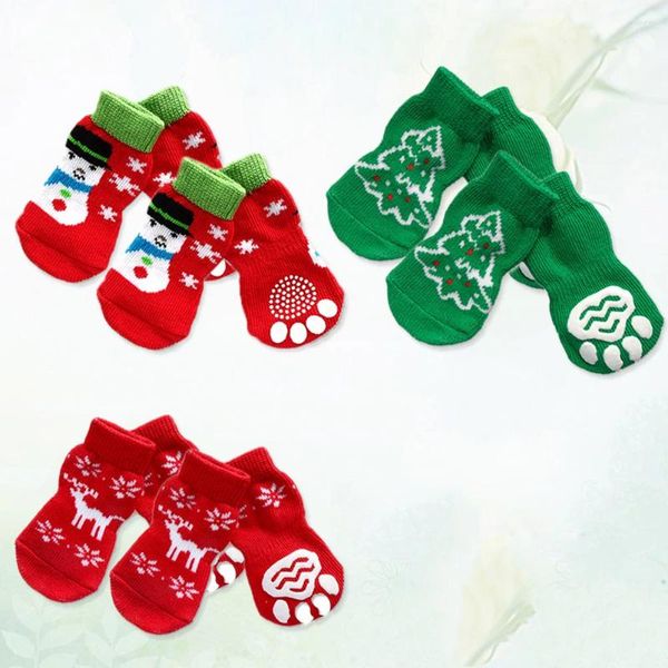 Chaussettes de Noël pour chiens hiver sans chiot coton doge chaude protecteur pack de 4 snowman de taille xl