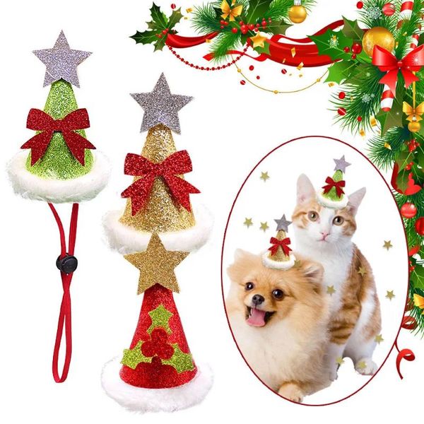 Vestimenta de perros estilo navideño gat gato accesorios de la gorra de gato decoración de cumpleaños lindo ajustable