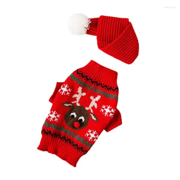 Sweater de Navidad para perros |Dirección de bufanda de bufanda de renos de dibujos animados para la mascota de invierno Halloween Navidad