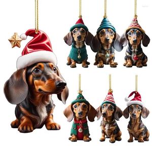 Vêtements pour chiens Ornements suspendus pour arbre de Noël Pendentifs en forme de teckel pour décorations pour la maison Cadeaux de Noël