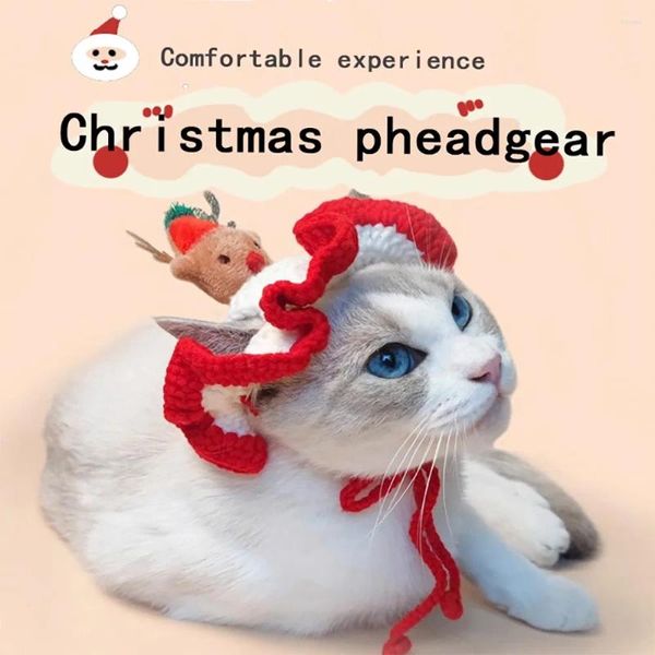 Vêtements de chien arbre de Noël animal de compagnie chat chapeau chiot chapeaux de laine de style casse-tête mignon cap créatif hiver chaud pour chats